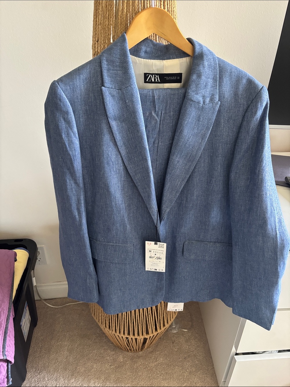 Zara Light Blue Linen Blazer